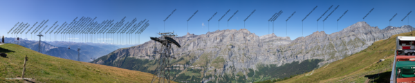 A labelled panorama from the Panoramabar above Leukerbad, summer